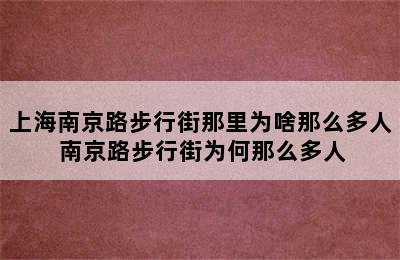 上海南京路步行街那里为啥那么多人 南京路步行街为何那么多人